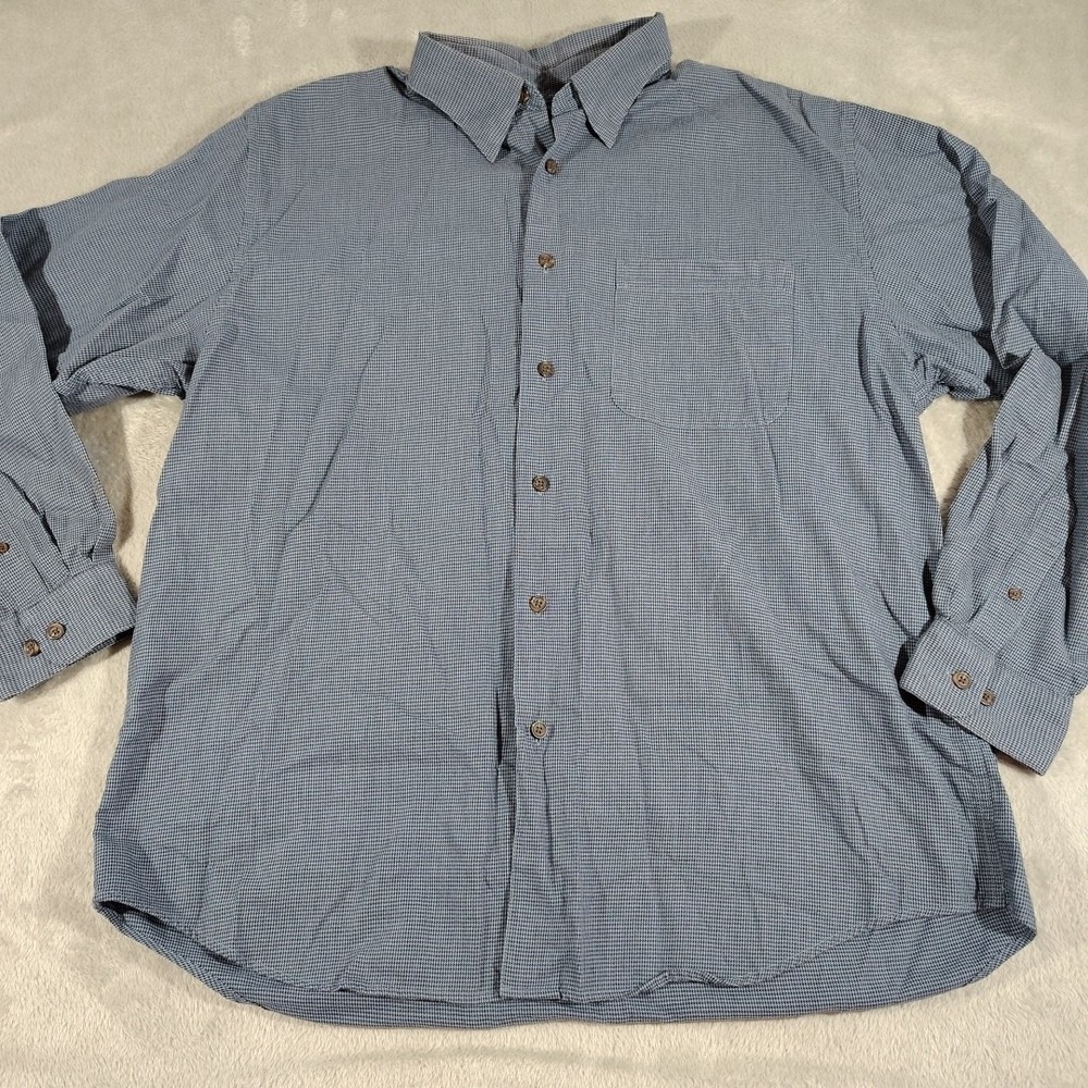 Izod Shirt Men L Blue/Black Office Work Date College Dad Classic Comfort Soft